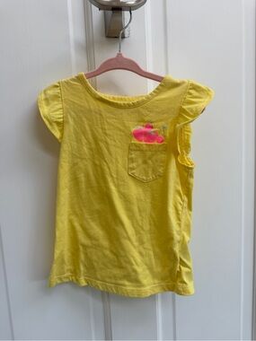 Epic Threads 4T Girls Yellow Strawberry Flutter Short Sleeve Blouse Top Shirt